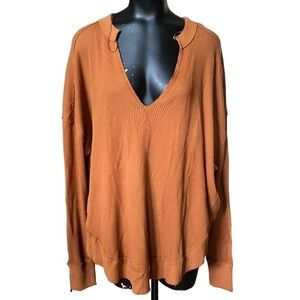 NEW We The Free Glazed Ginger Waffle Knit Oversized Top Size Medium
